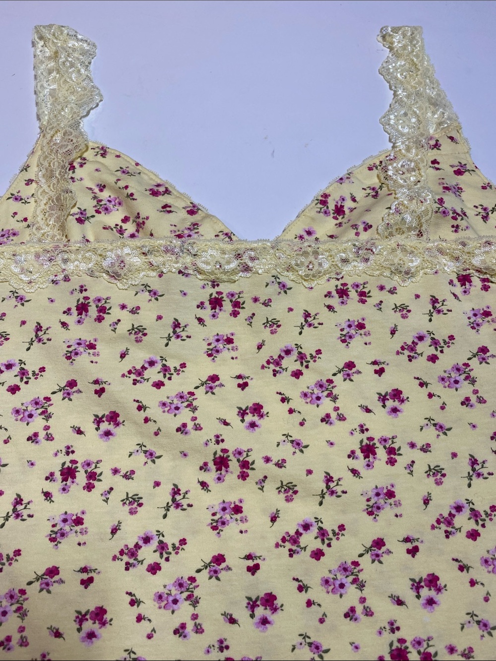 Madden Girl Juniors XLarge Lace Trim Yellow Floral Cami Tank Top New D27e - Picture 4 of 12